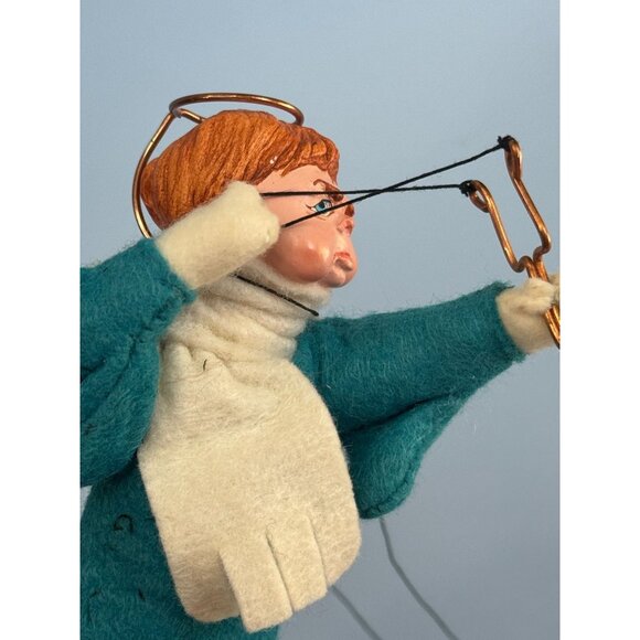 Vintage Simpich Doll Angel Ornament "Pete" 6" Felt Wings Slingshot Naughty Angel - Picture 4 of 9